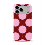 Large Polka Dots, Burgundy Pink - Tough Phone Case