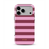 Horizontal Stripes, Candy Pink - Tough MagSafe iPhone Case