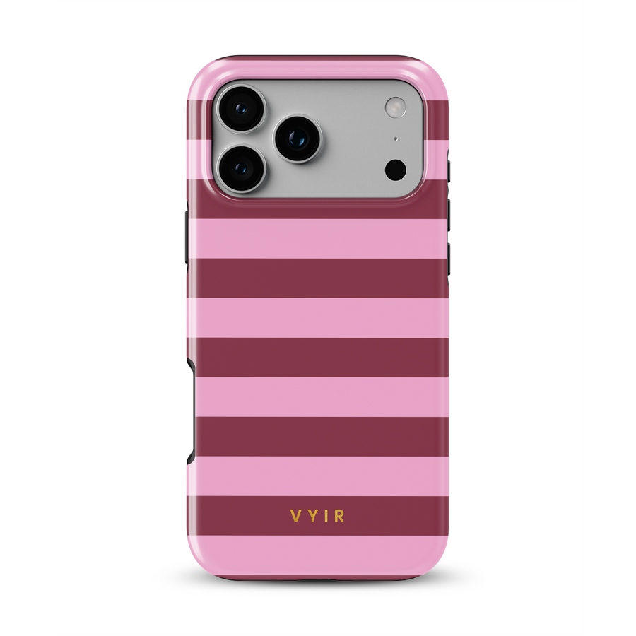 Horizontal Stripes, Candy Pink - Tough MagSafe iPhone Case
