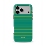 Horizontal Stripes, Goldline Green - Tough MagSafe iPhone Case