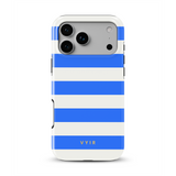 Horizontal Stripes, Riviera Blue - Tough MagSafe iPhone Case