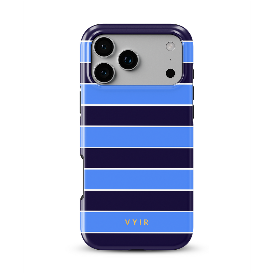 Horizontal Stripes, Rivoli Blue - Tough MagSafe iPhone Case