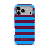 Horizontal Stripes, Track Blue - Tough MagSafe iPhone Case