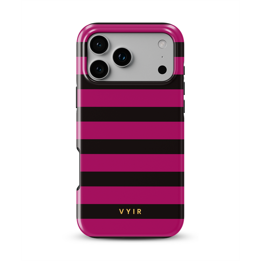 Horizontal Stripes, Wine Red - Tough MagSafe iPhone Case