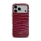 Croc Leather Print Burgundy - Tough MagSafe iPhone Case