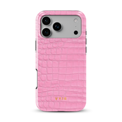 Croc Leather Print Pink - Shockproof MagSafe iPhone Case - VYIR