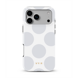 Large Polka Dots, Cloud Gray - Tough MagSafe iPhone Case