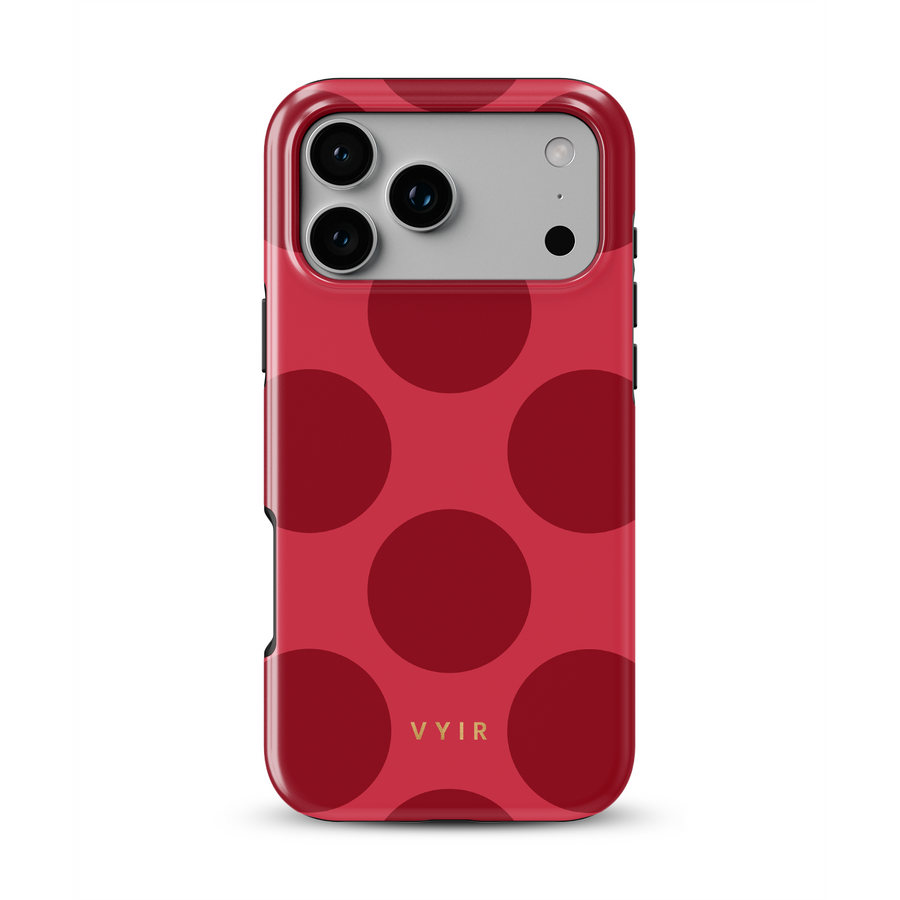 Large Polka Dots, Crimson Red - Tough MagSafe iPhone Case