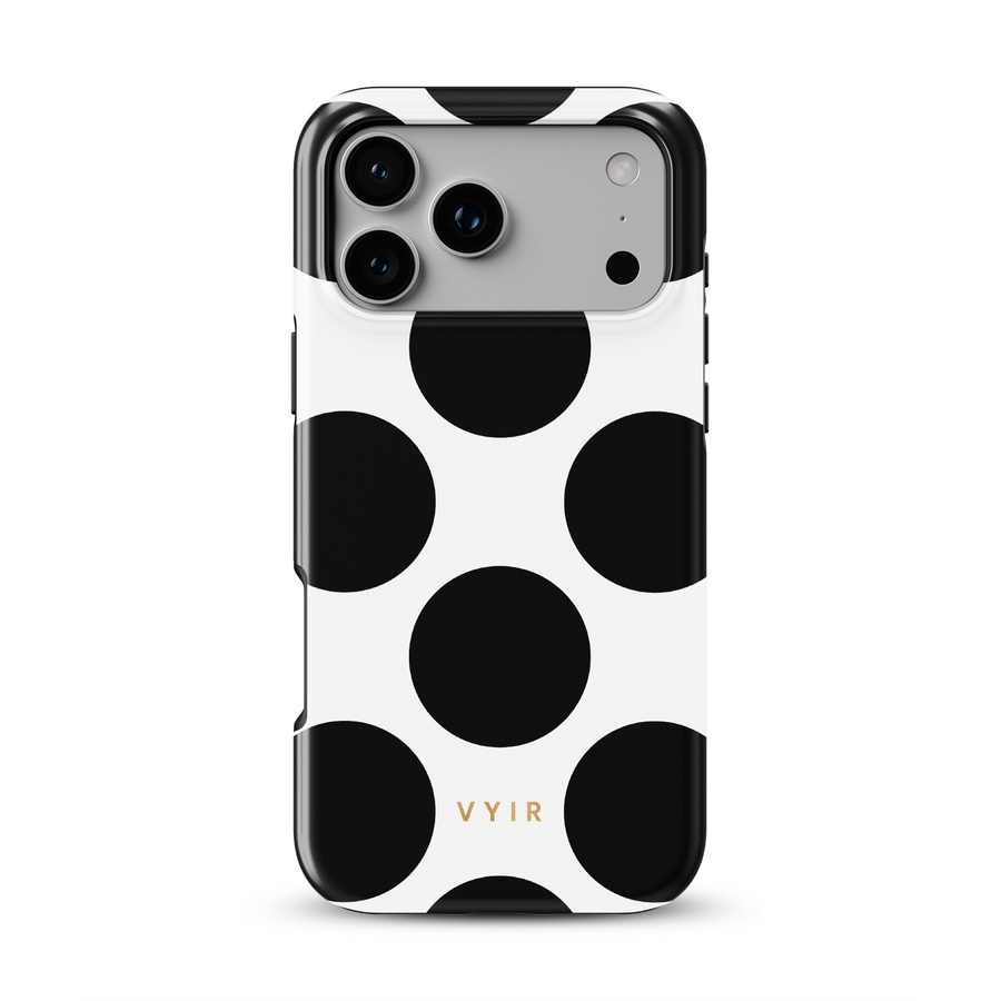 Large Polka Dots, Mono Black - Tough MagSafe iPhone Case