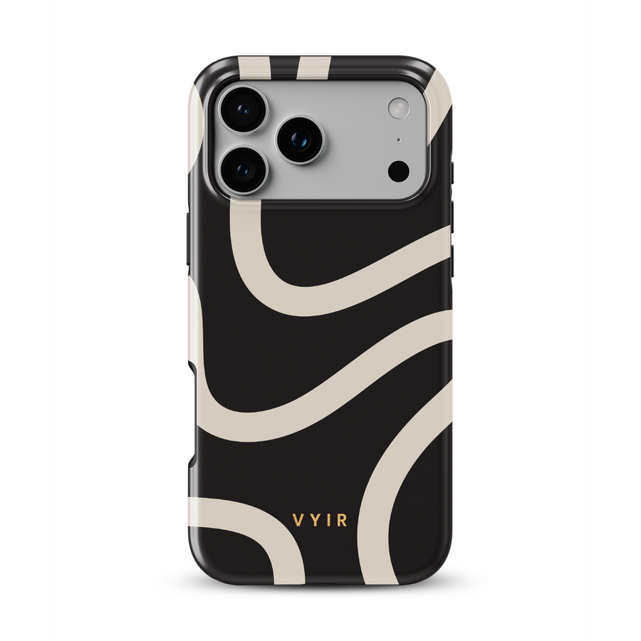 Swirl Lines, Black and Beige - Tough MagSafe iPhone Case