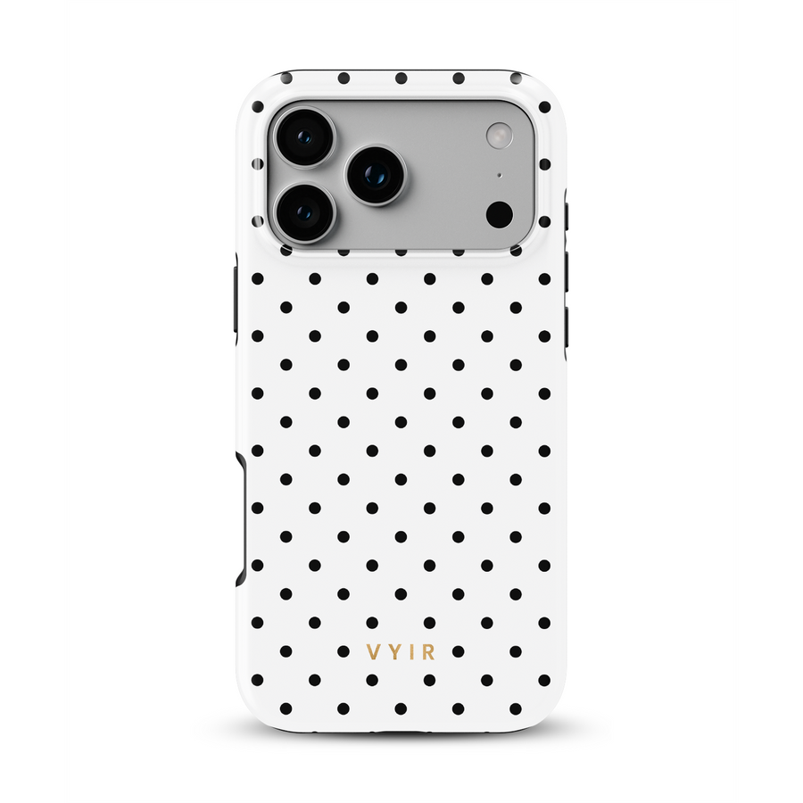 Tiny Polka Dots, Black and White - Tough MagSafe iPhone Case