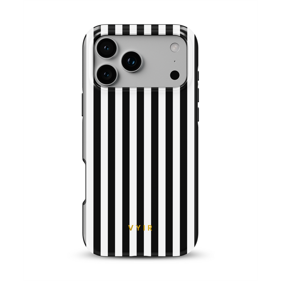 Vertical Stripes, Black and White - Tough MagSafe iPhone Case