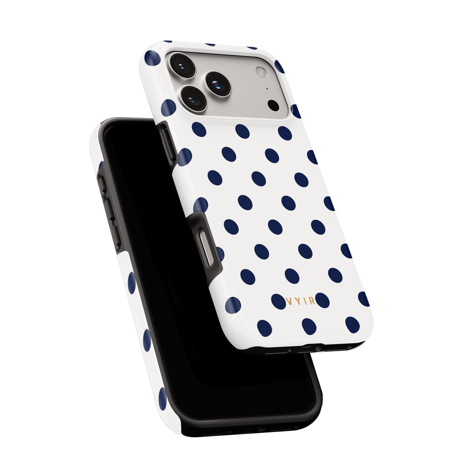 Classic Polka Dots, Sailor Blue - Shockproof MagSafe iPhone Case - VYIR