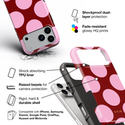 Large Polka Dots, Burgundy Pink - Shockproof Phone Case - VYIR