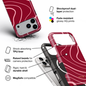 Swirl Lines, Pink & Red - Shockproof MagSafe iPhone Case - VYIR