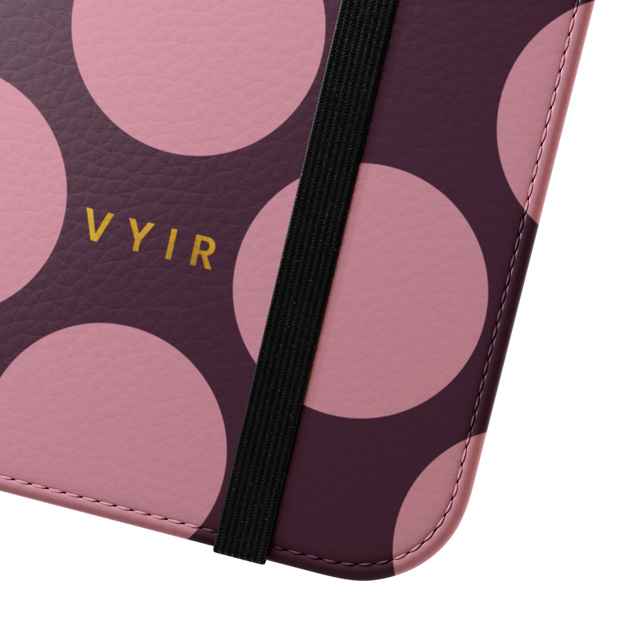 iPhone 15 Pro Max Vegan Leather Wallet Case – Pink Plum Polka Dot Design - VYIR