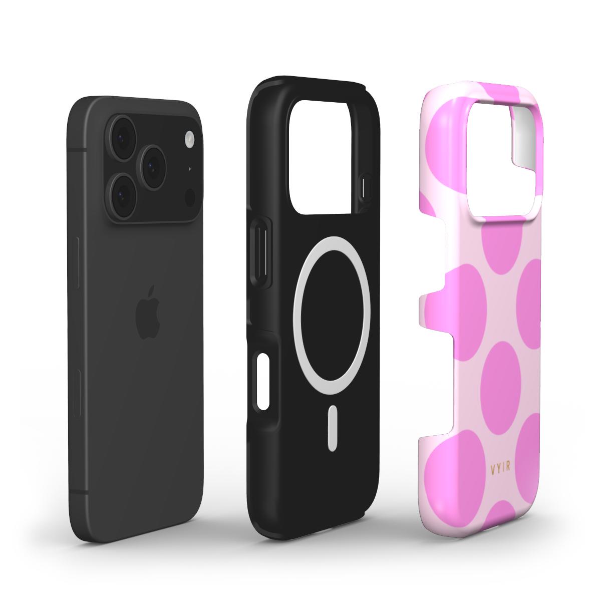 Large Polka Dots, Bubbly Pink - Shockproof MagSafe iPhone Case - VYIR