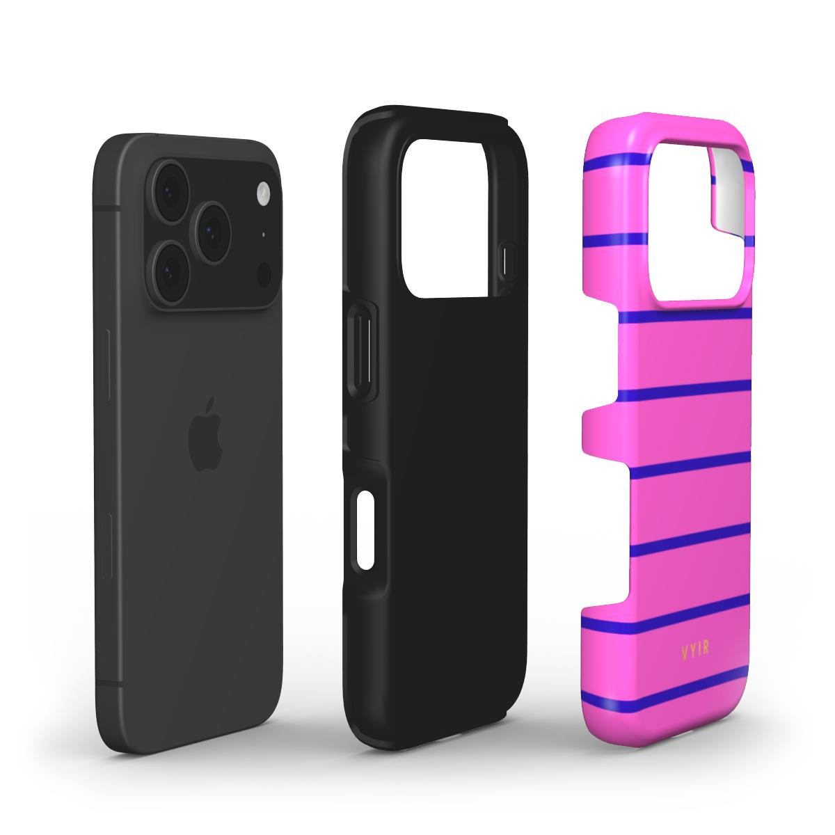 Horizontal Stripes, Pink Curtains - Shockproof Phone Case - VYIR