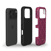 Ornate Bloom, Burgundy - Shockproof Phone Case - VYIR