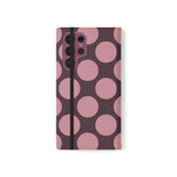 Samsung Galaxy S22 Ultra Vegan Leather Wallet Case – Pink Plum Polka Dot Design