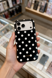 Classic Polka Dots, Black Noir - Tough Phone Case