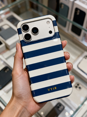 Horizontal Stripes, Old Money Blue - Tough Phone Case