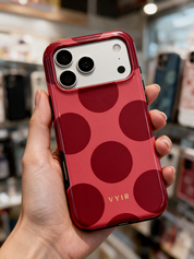 Large Polka Dots, Crimson Red - Tough Phone Case